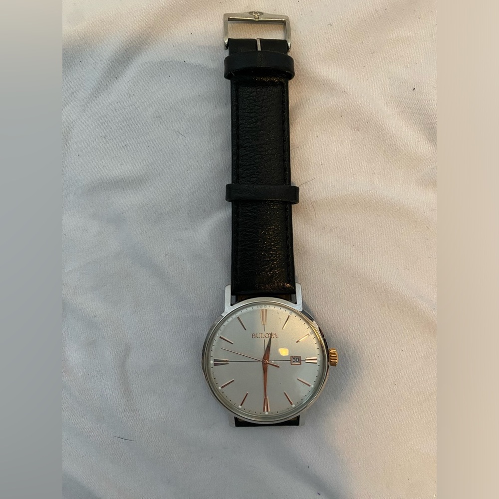 Bulova leather strap watch